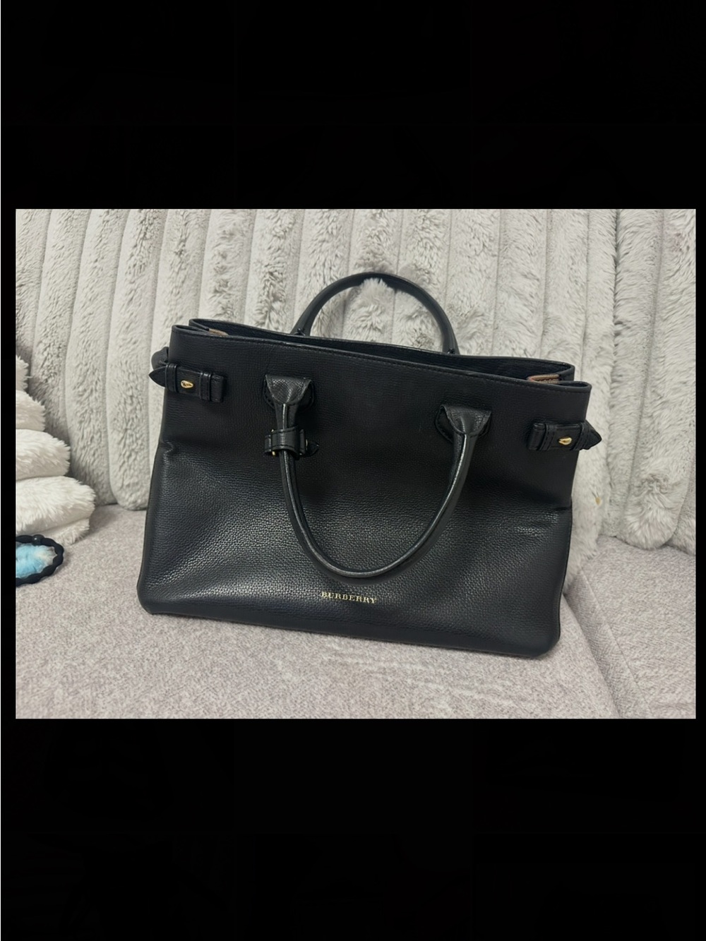 Burberry Black Leather Satchel with Gold Hardware